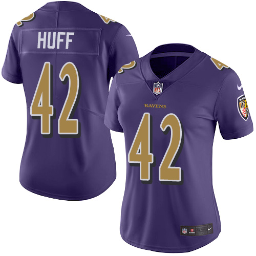 Women's Limited Marqueston Huff Nike Jersey Purple - #42 Rush NFL Baltimore Ravens